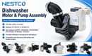Dishwasher Motor and Pump Assembly W11084656 W10854710 W11612326 W10805386 120V 60Hz 0.8A